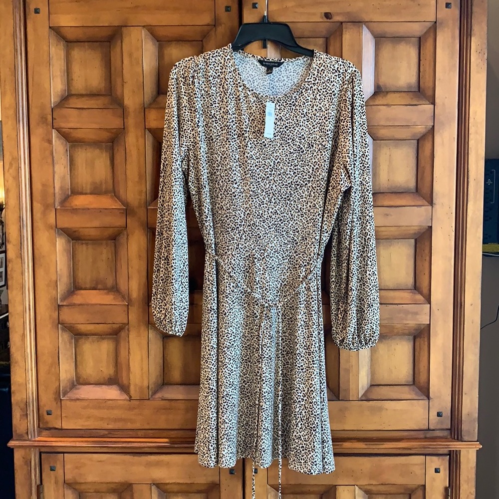 Banana republic animal print long sleeve dress L